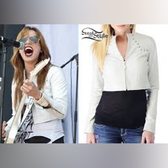 ASO Lzzy Hale- Affliction white studded leather jacket - Picture 1 of 8
